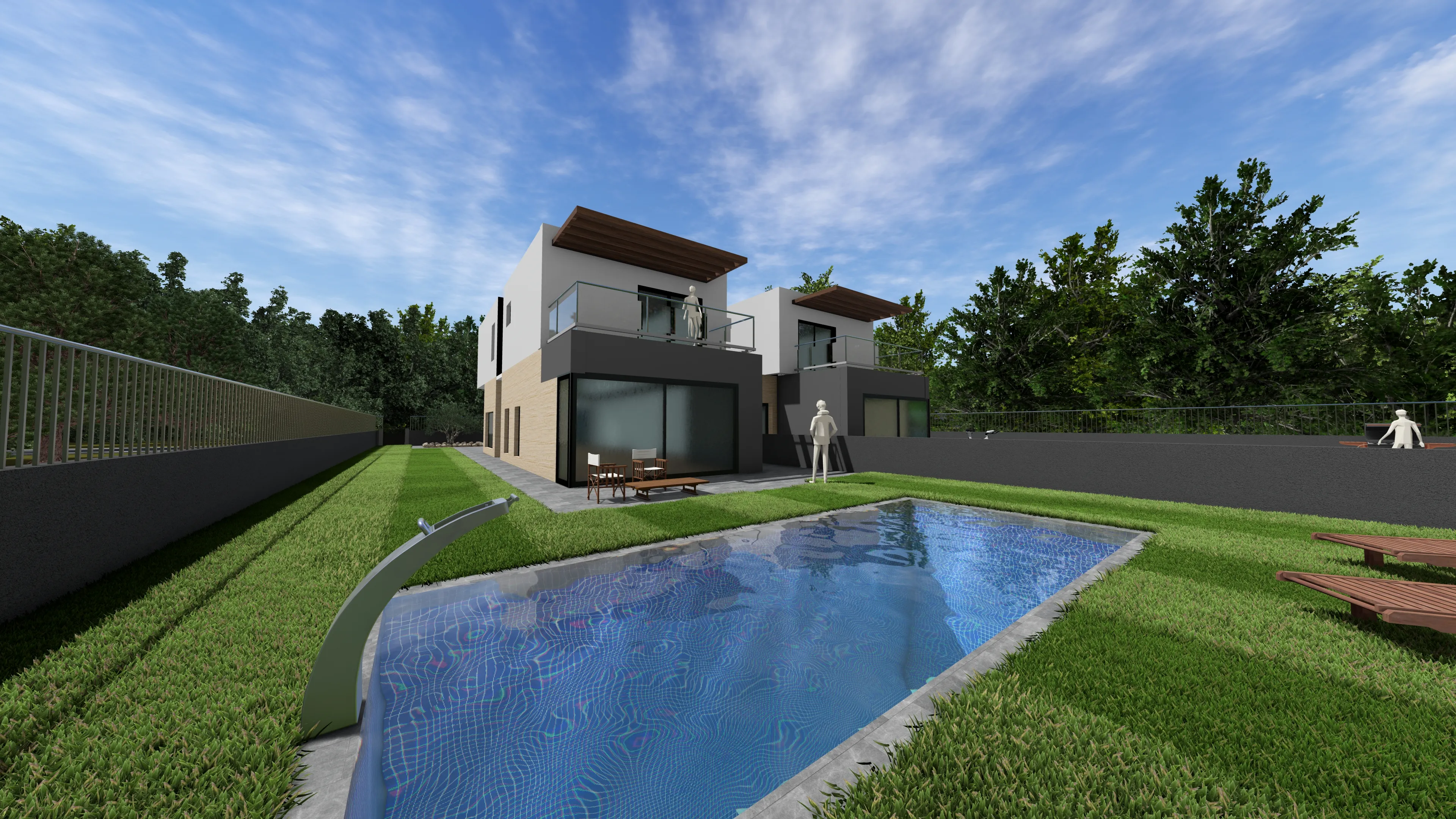 Piscina y jardín