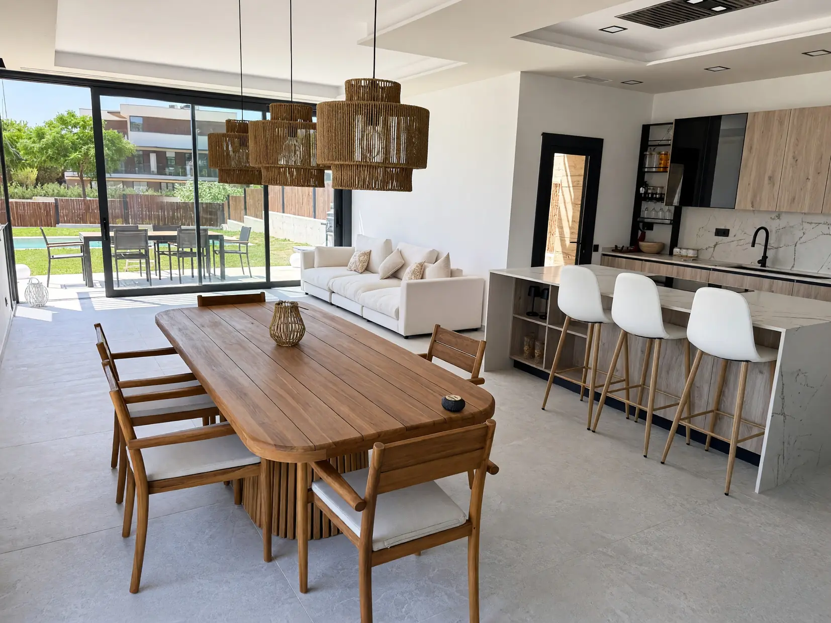 Casa S'Agaró: salón y cocina